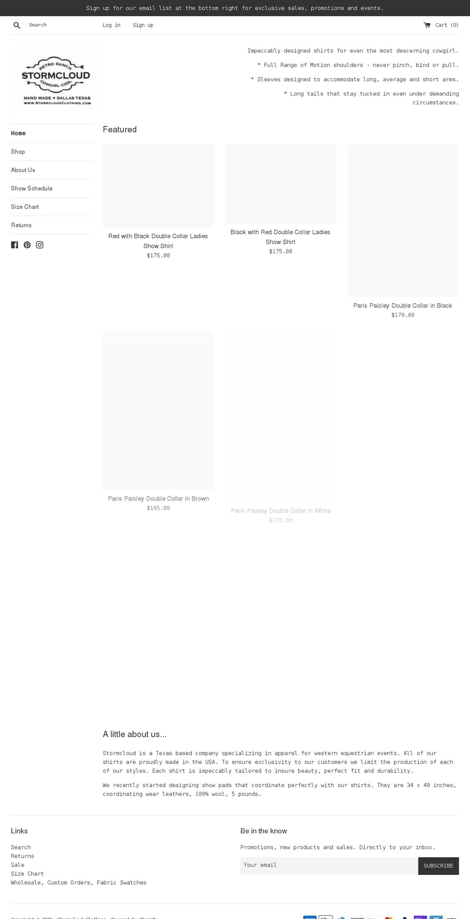 stormcloudclothing.com — Shopify storefront screenshot