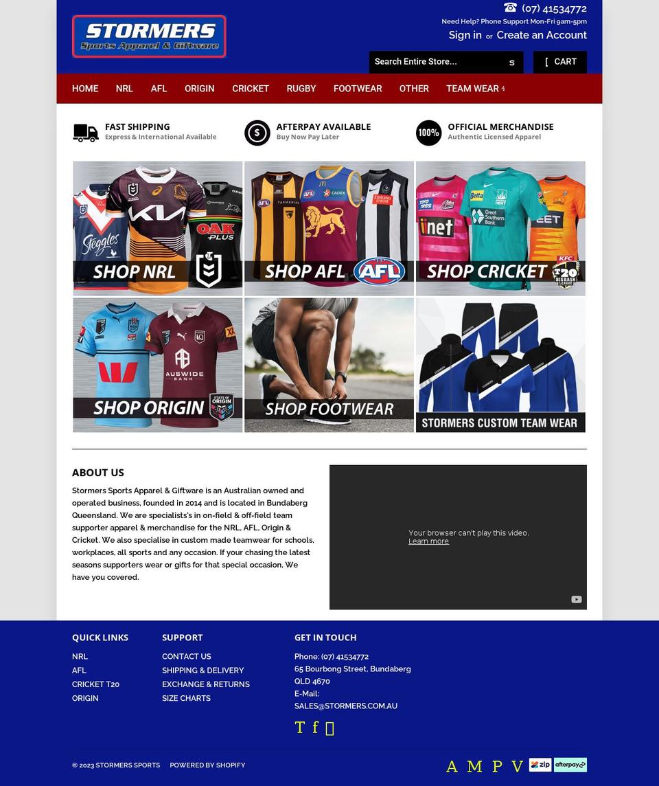 stormers.com.au shopify website screenshot