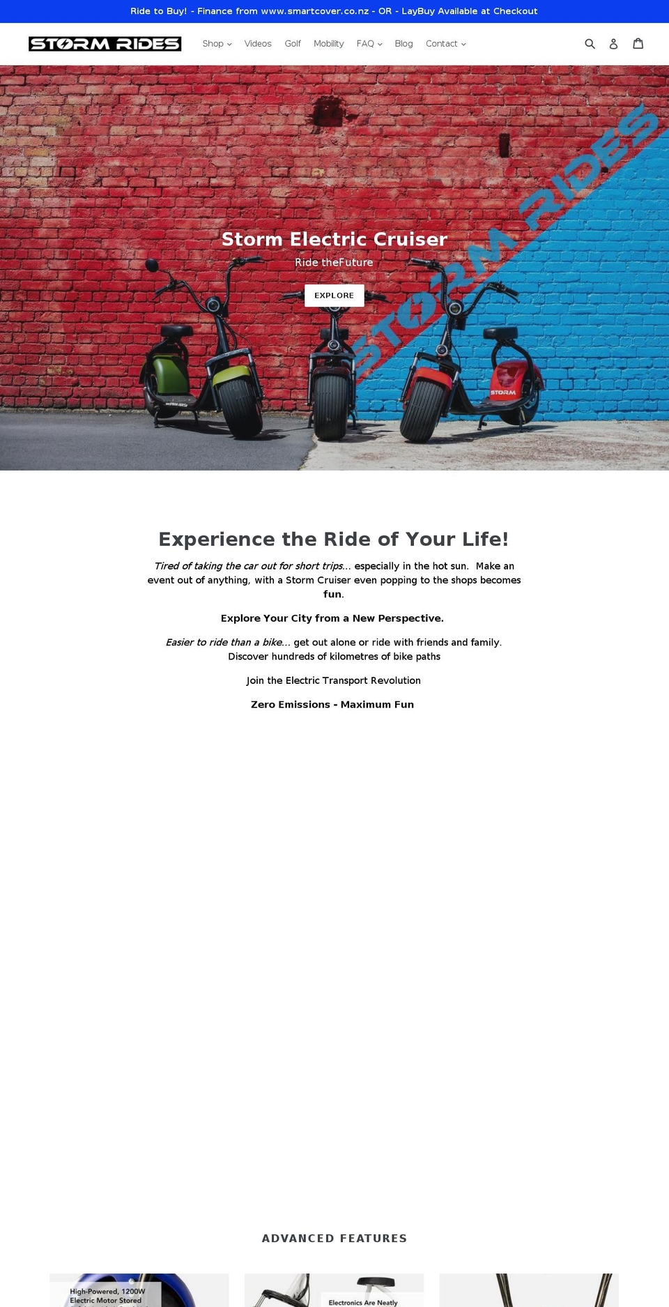 stormrides.com — Shopify storefront screenshot