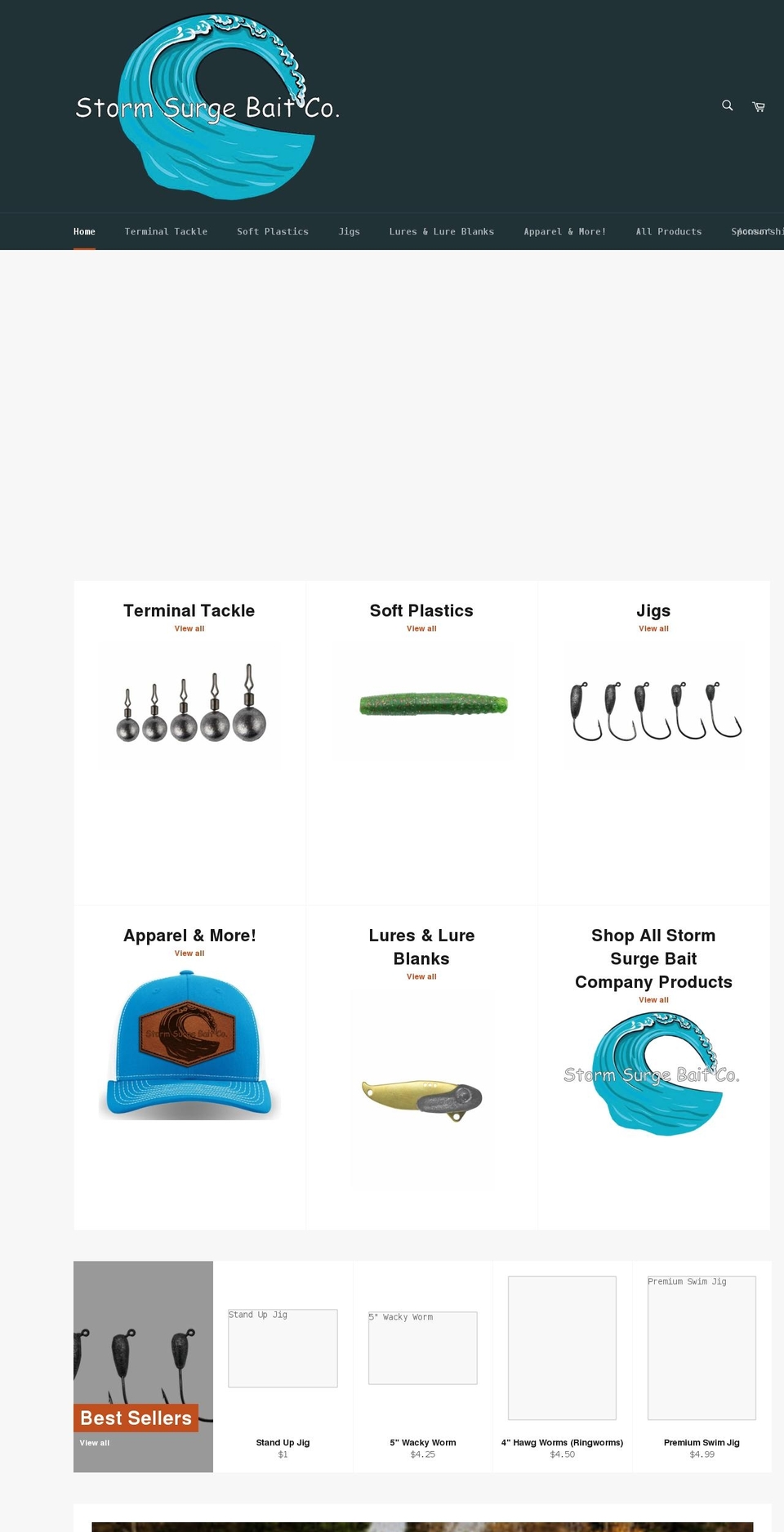 stormsurgebaitco.com shopify website screenshot