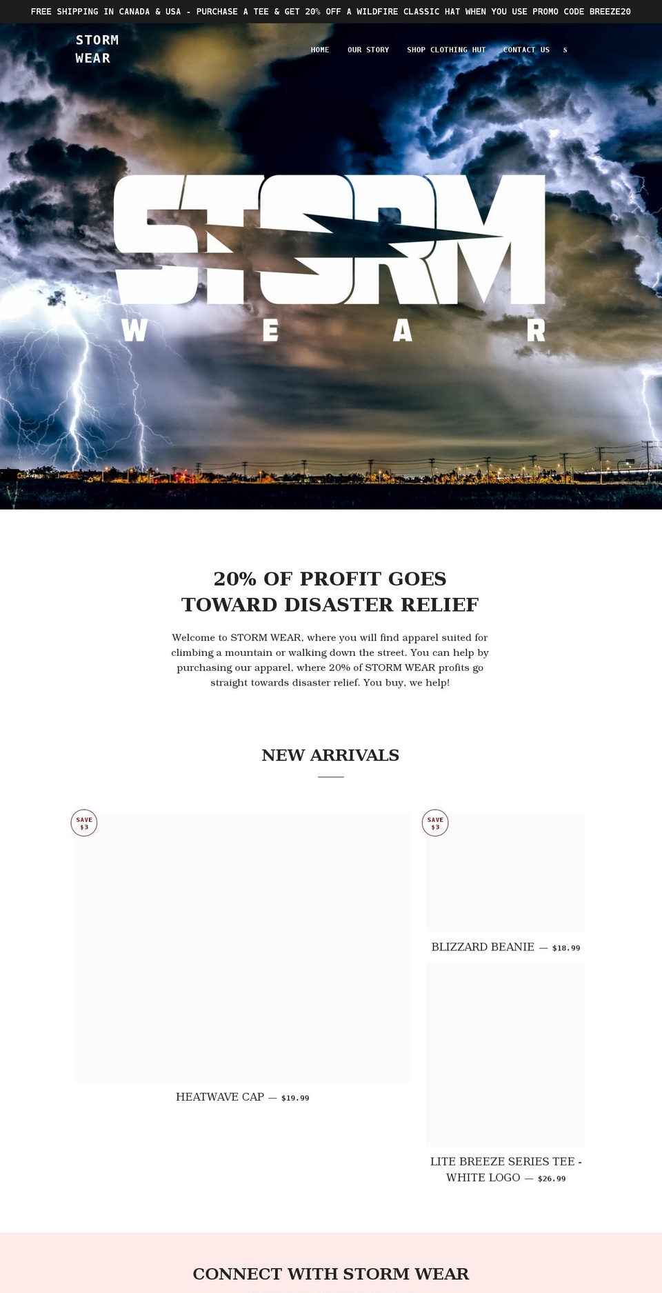 stormwearhut.com shopify website screenshot