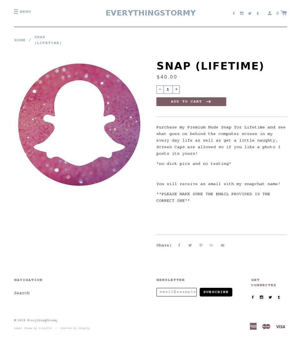 stormysnaps.com — Shopify storefront screenshot