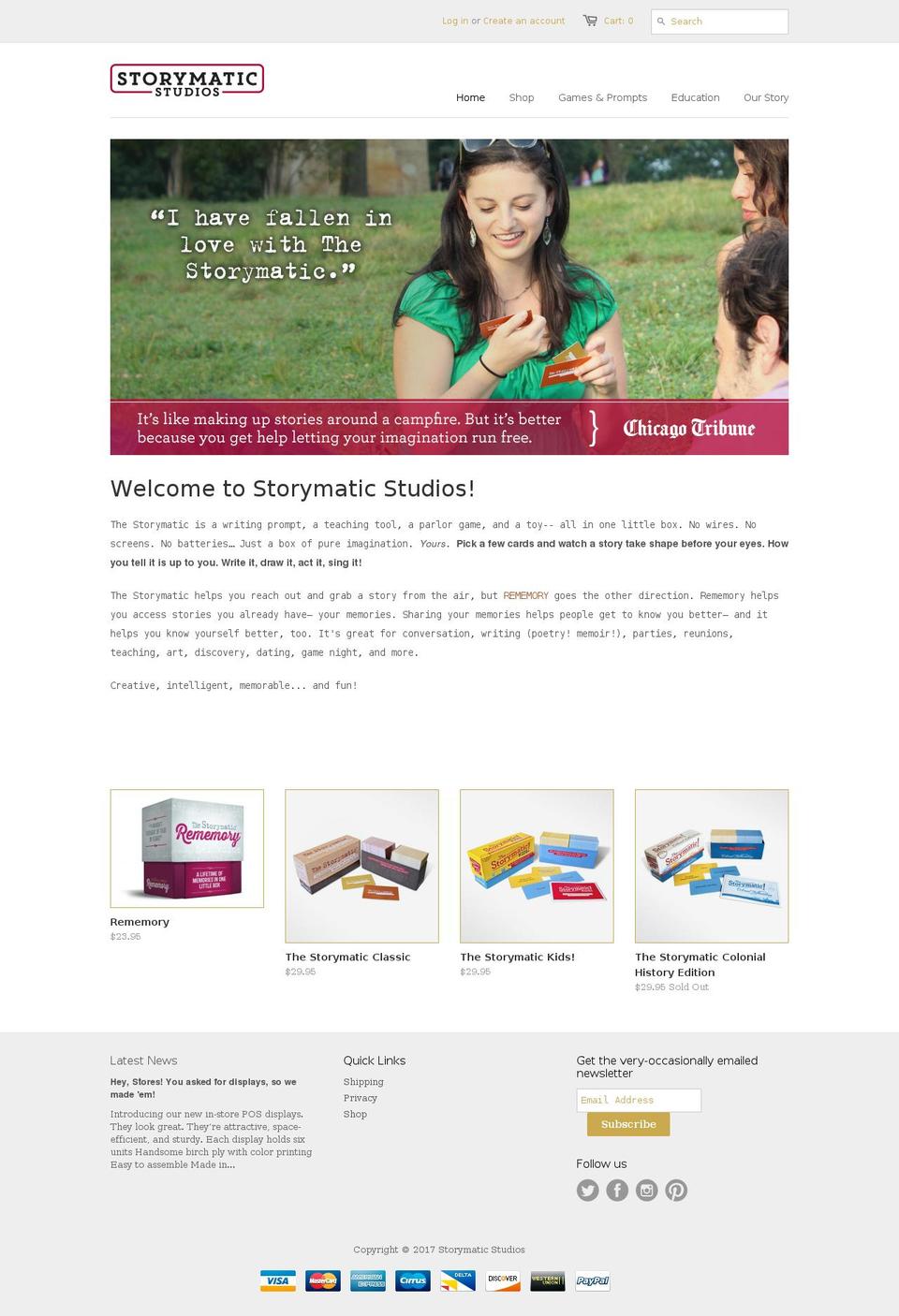 storymaticstudios.com shopify website screenshot