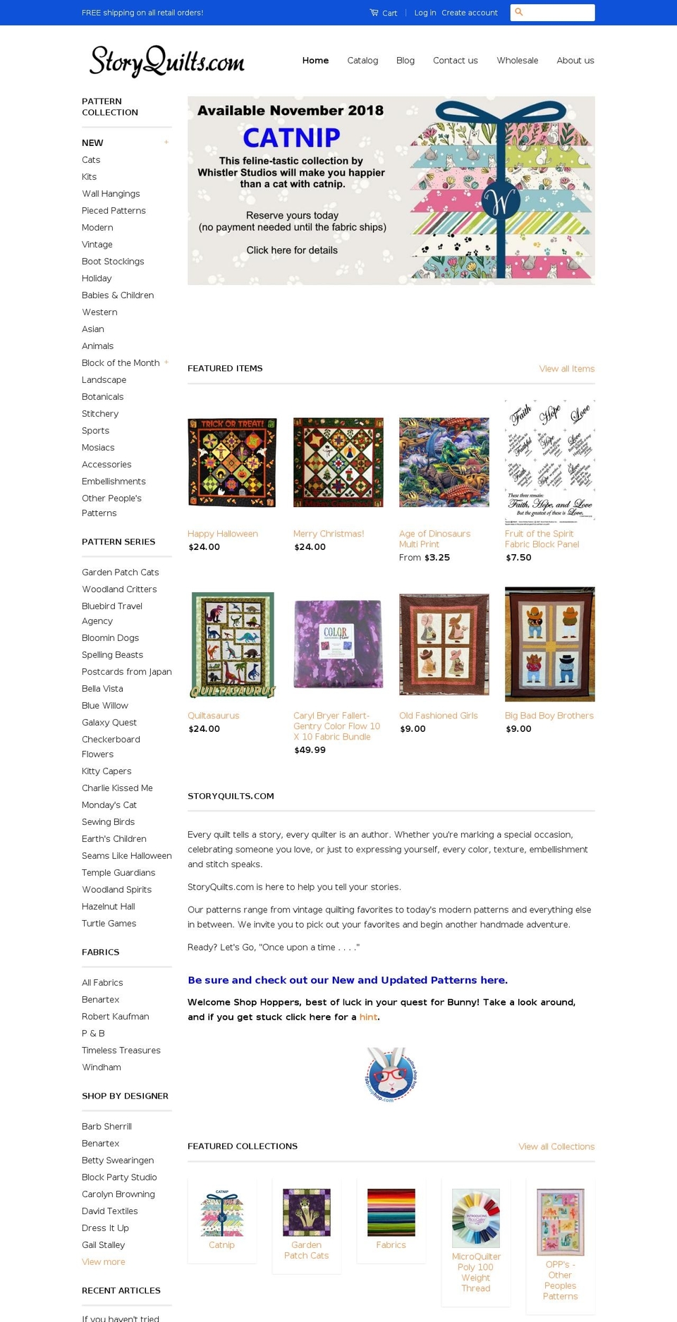 storyquilts.co shopify website screenshot