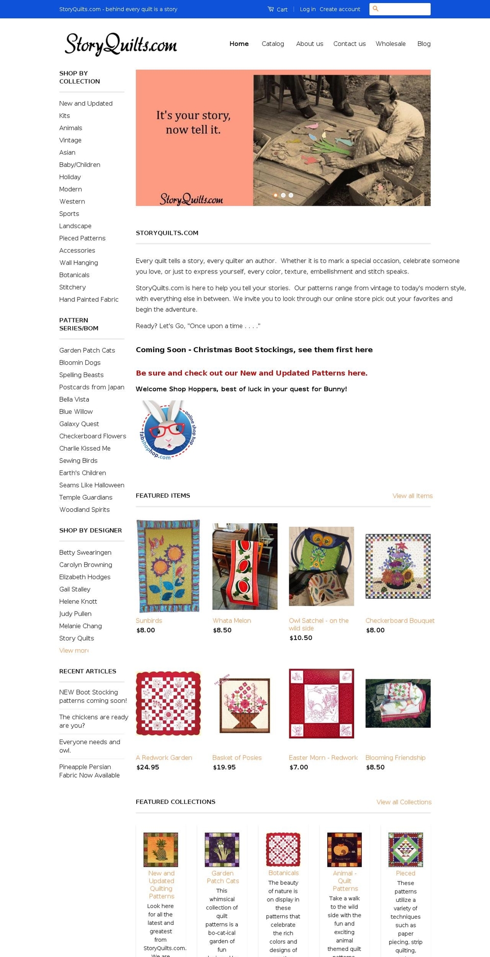 storyquilts.com shopify website screenshot