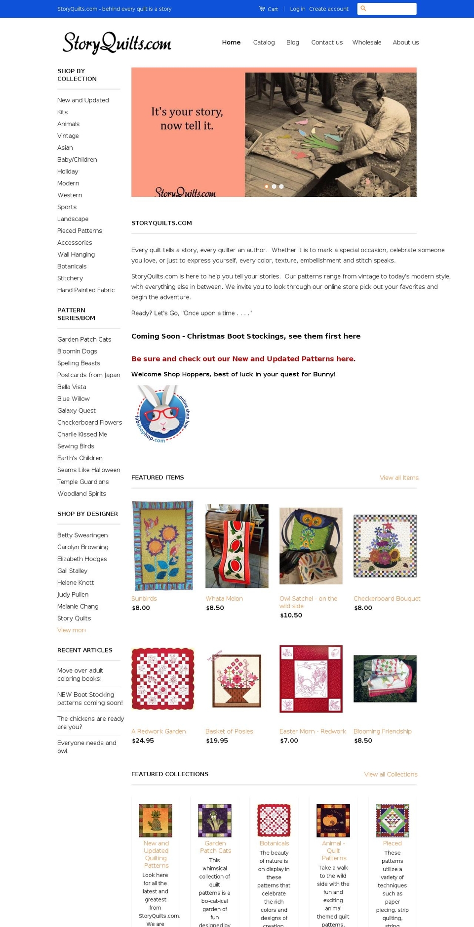 storyquilts.info shopify website screenshot