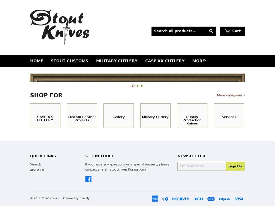 stoutknifeshop.com shopify website screenshot