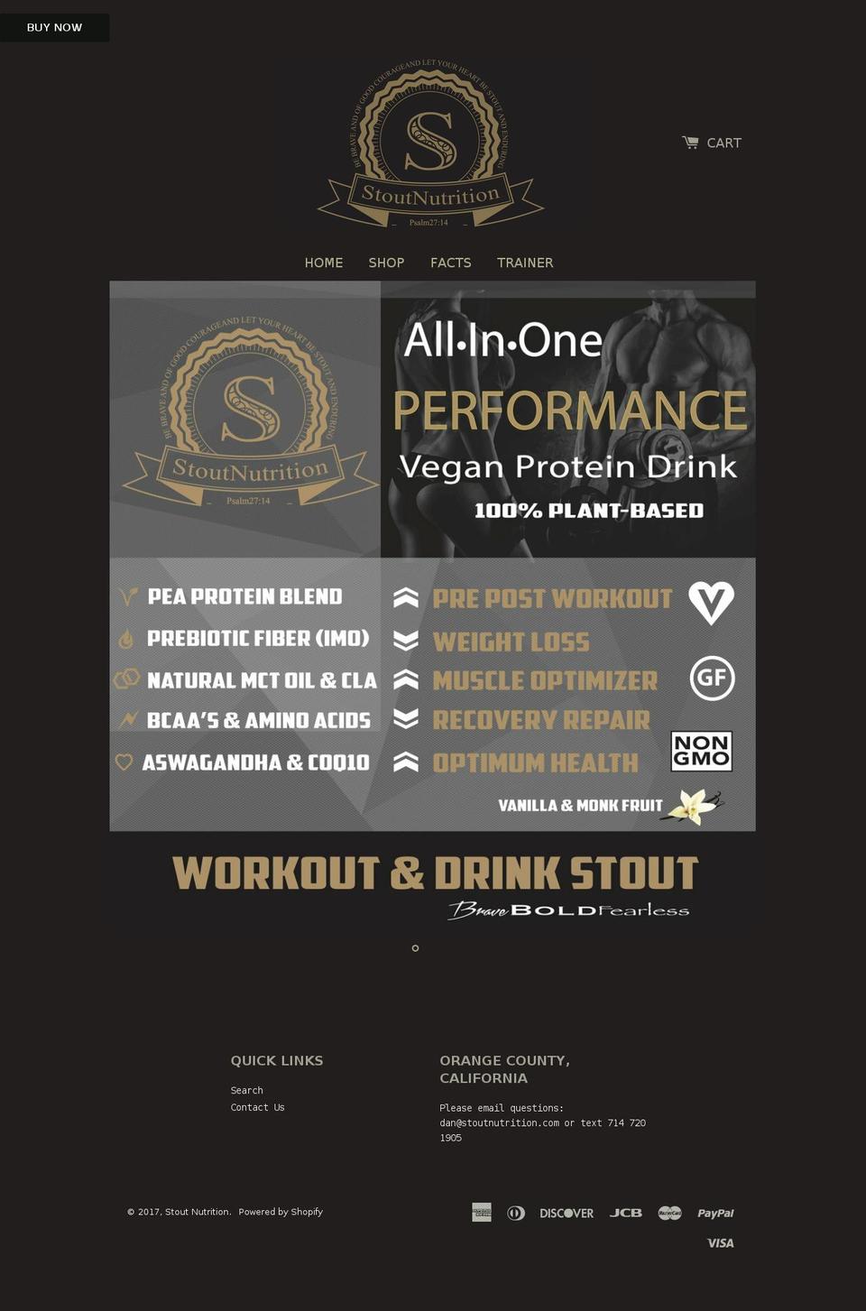 stoutnutrition.com shopify website screenshot