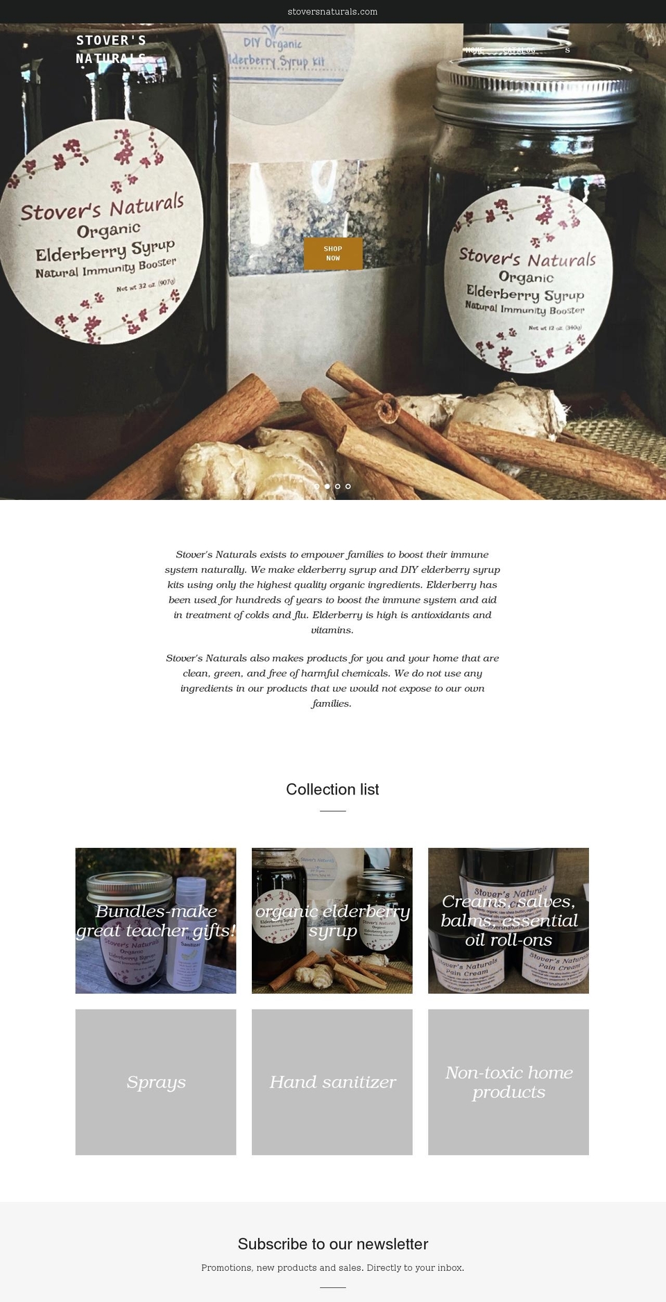 stoversnaturals.com shopify website screenshot