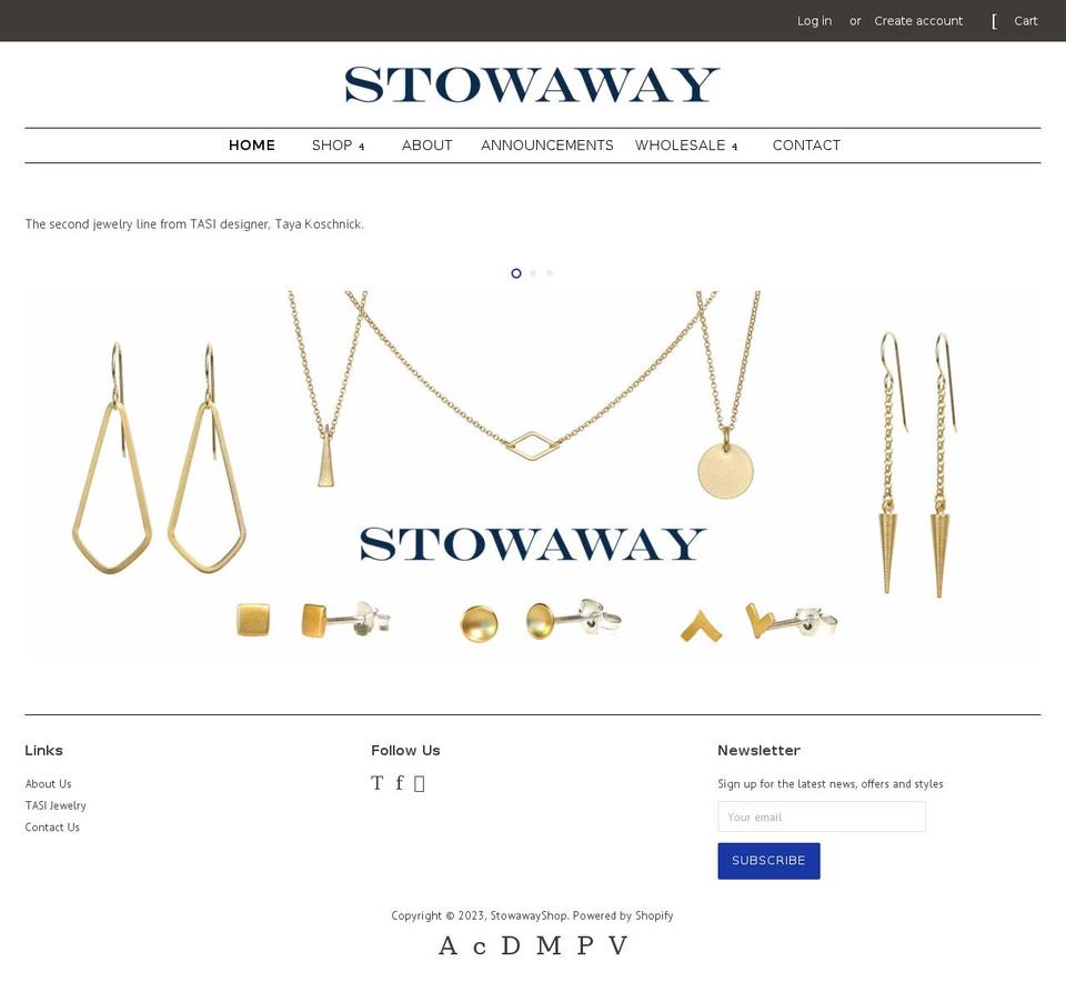 stowawayshop.com shopify website screenshot