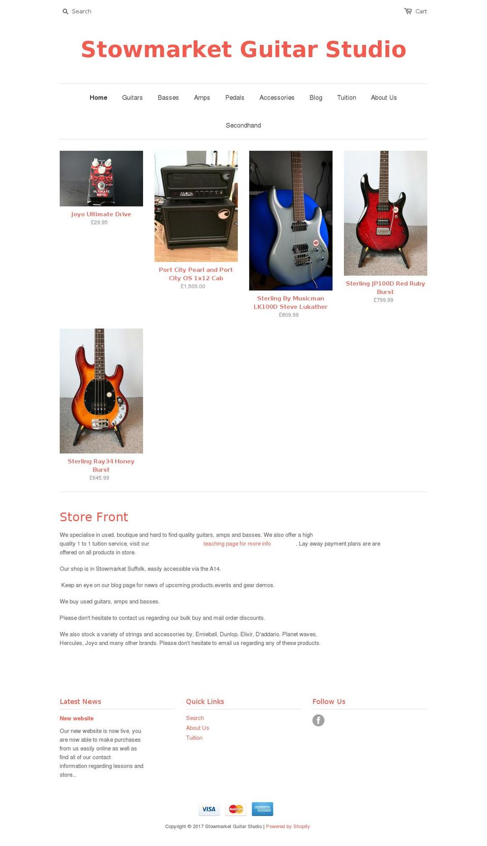 stowmarketguitarstudio.com shopify website screenshot