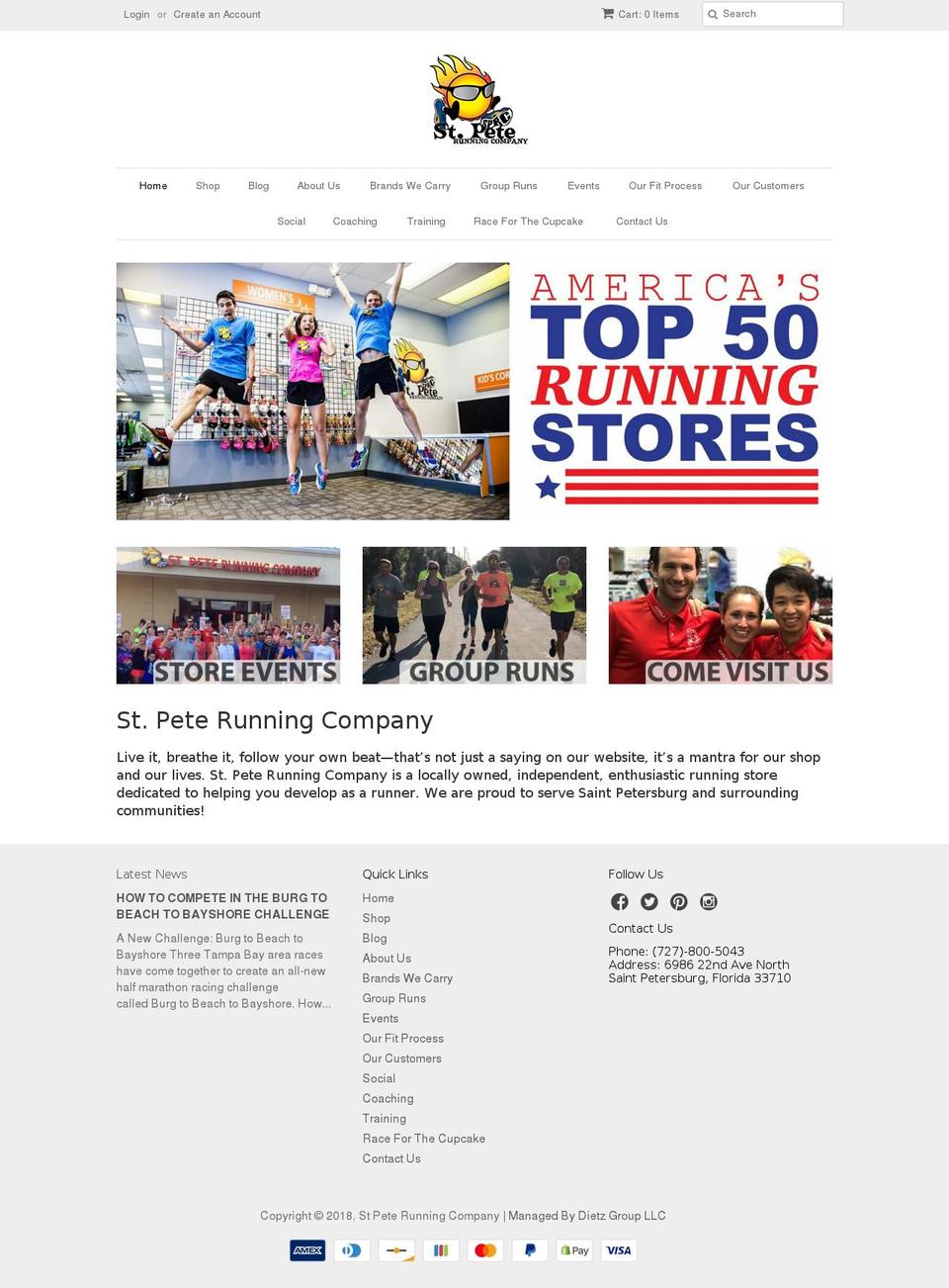 stpeterunningcompany.com shopify website screenshot
