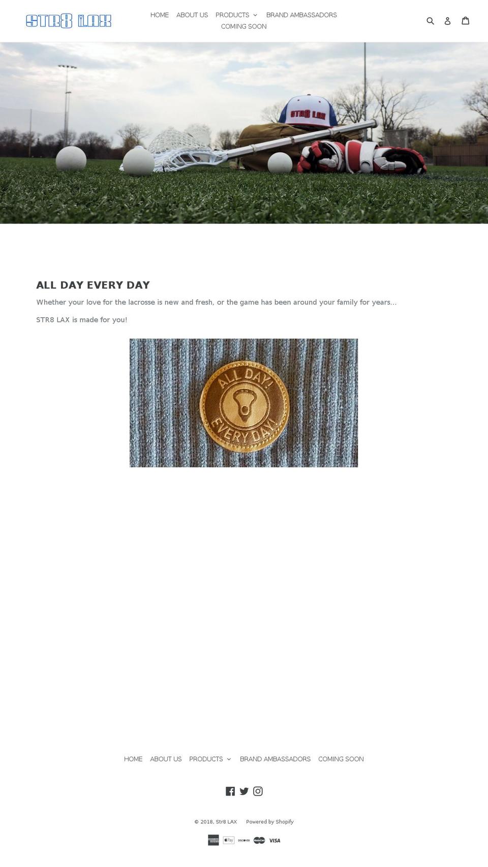 str8lax.com shopify website screenshot
