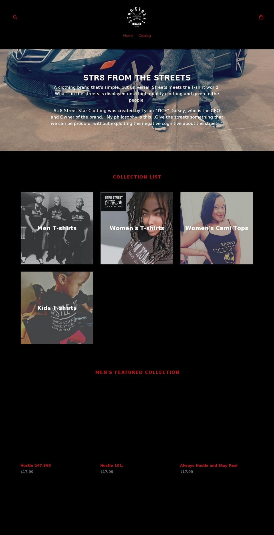 str8streetstarclothing.com shopify website screenshot