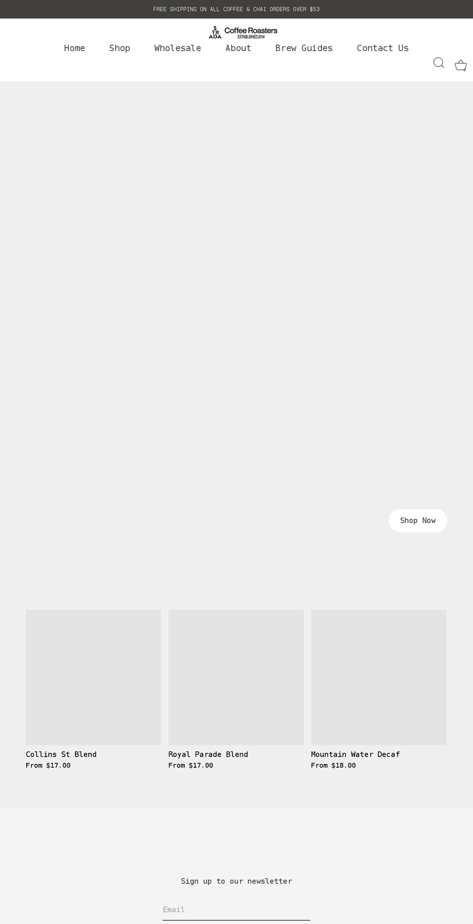 stradacoffee.com.au shopify website screenshot