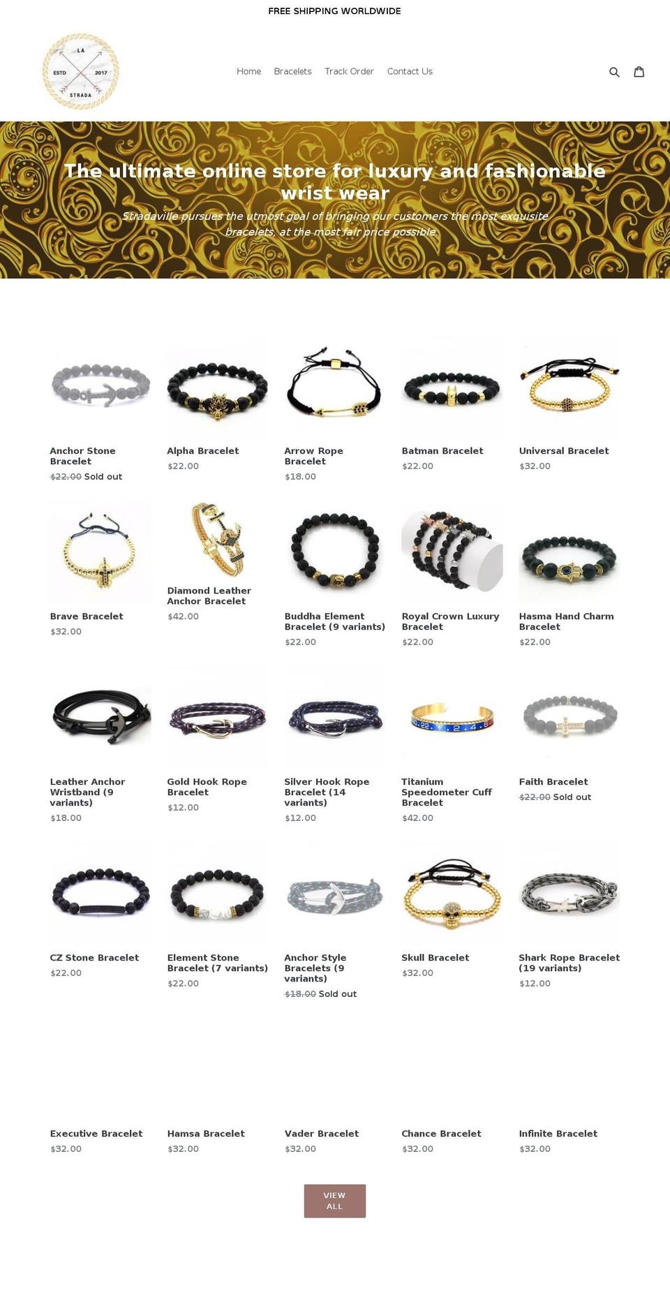 stradaville.com — Shopify storefront screenshot