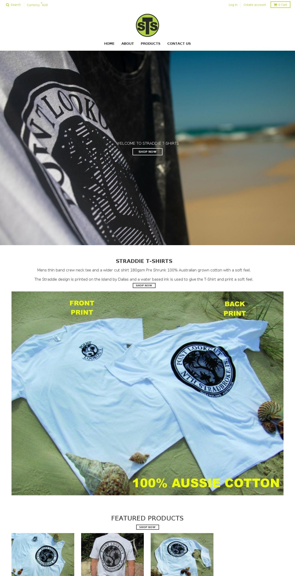 straddie-t-shirts.com shopify website screenshot