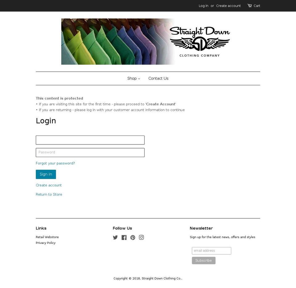 straightdownevents.com shopify website screenshot