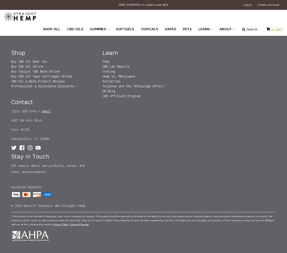 straighthemp.com shopify website screenshot