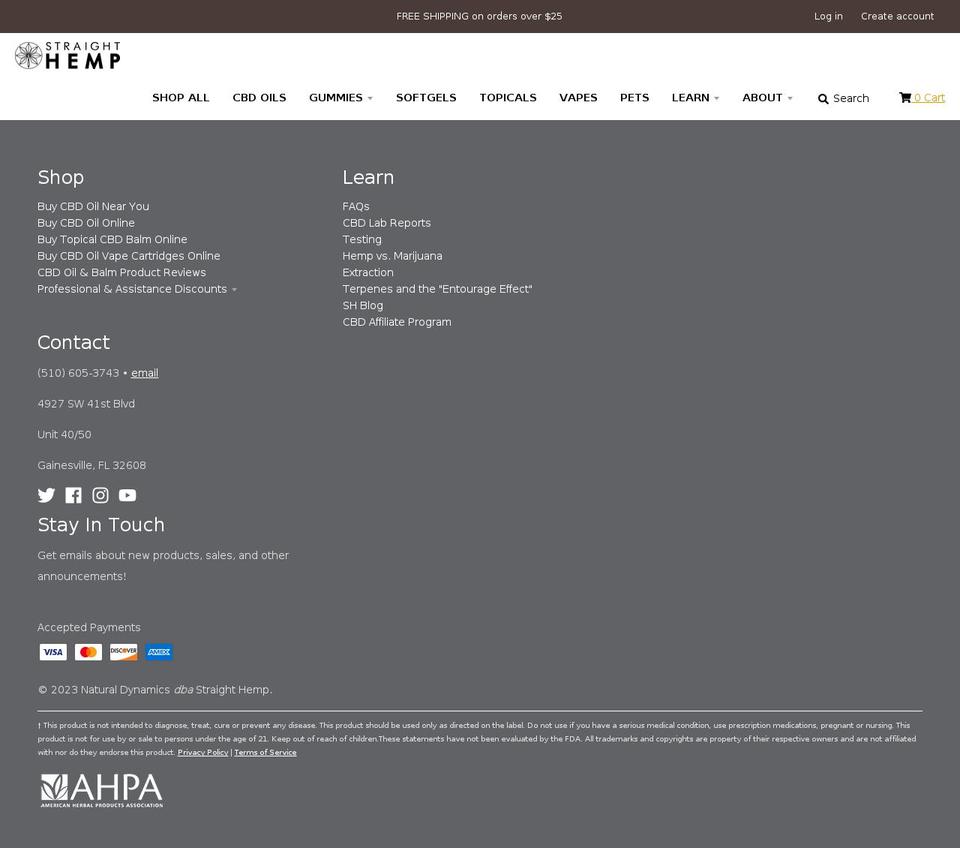 straighthemp.net shopify website screenshot