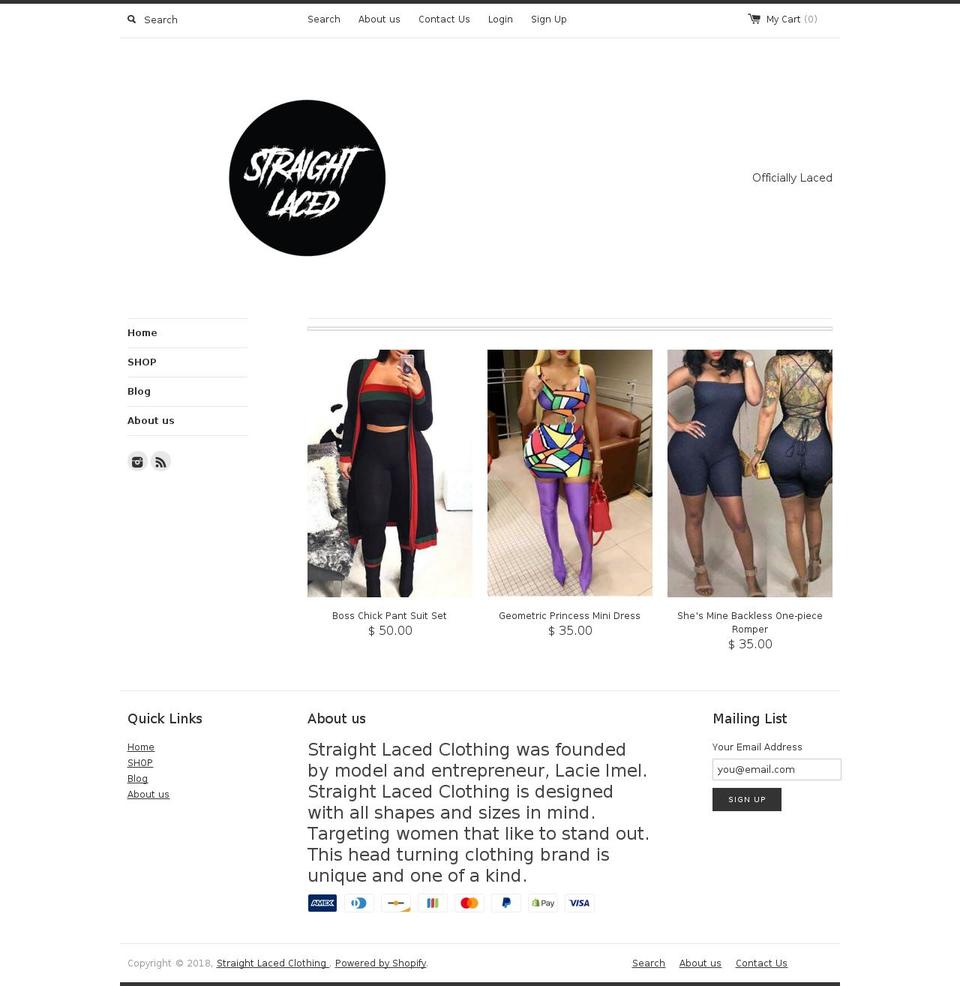 straightlacedclothing.com shopify website screenshot