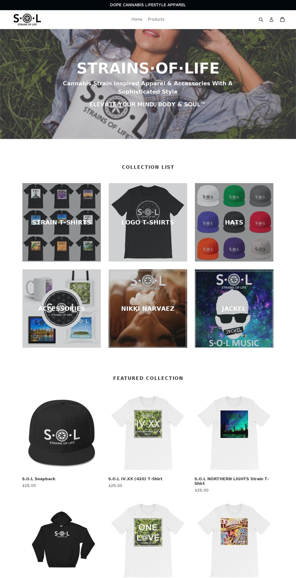 strainsoflife.com shopify website screenshot
