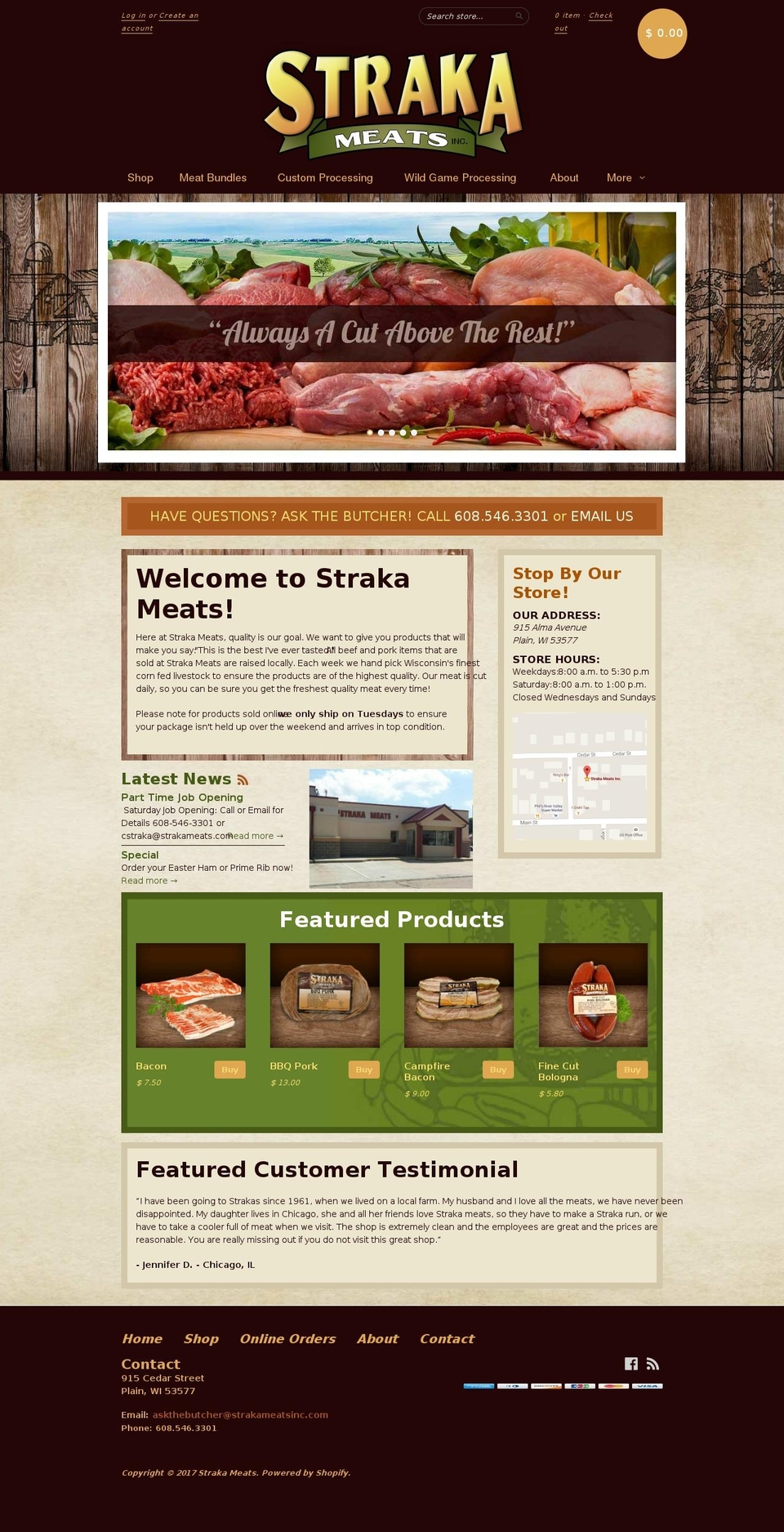 strakameats.com shopify website screenshot