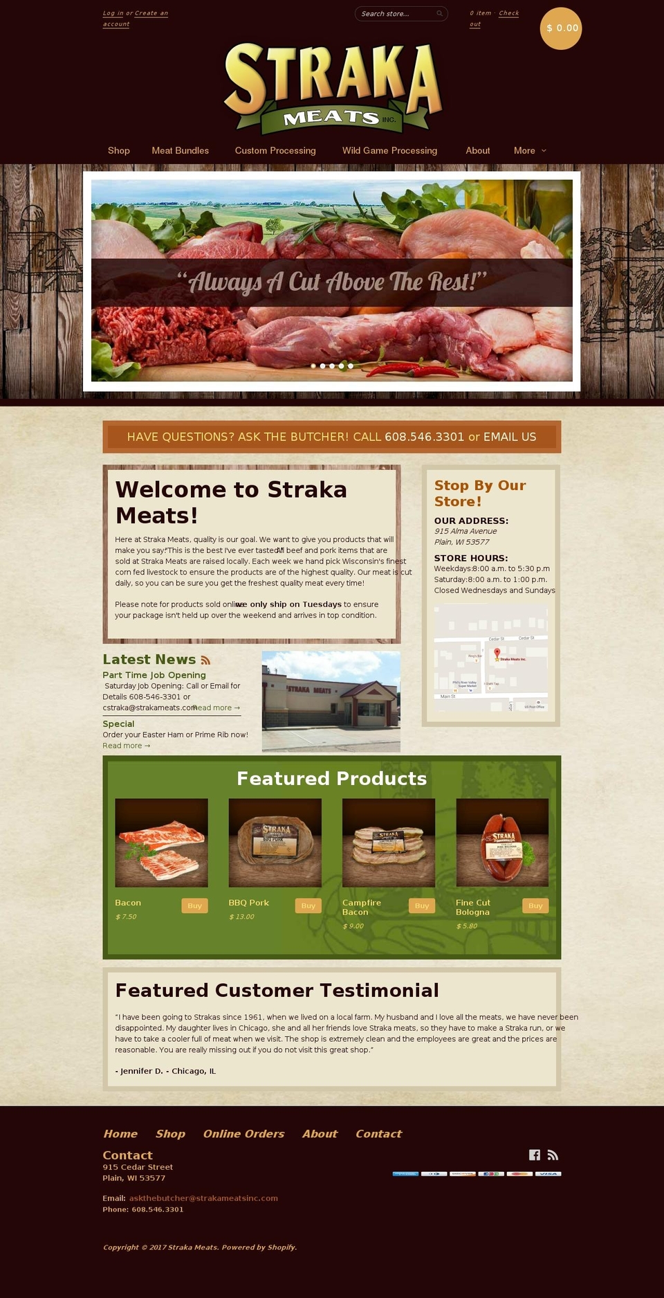 strakameatsinc.com shopify website screenshot