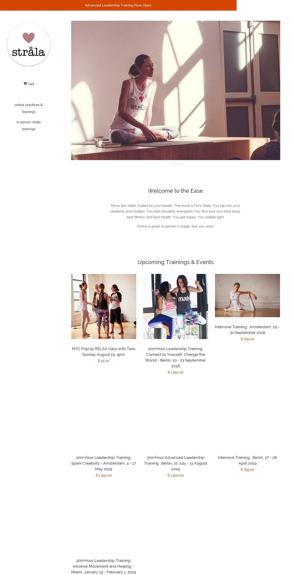strala.myshopify.com shopify website screenshot