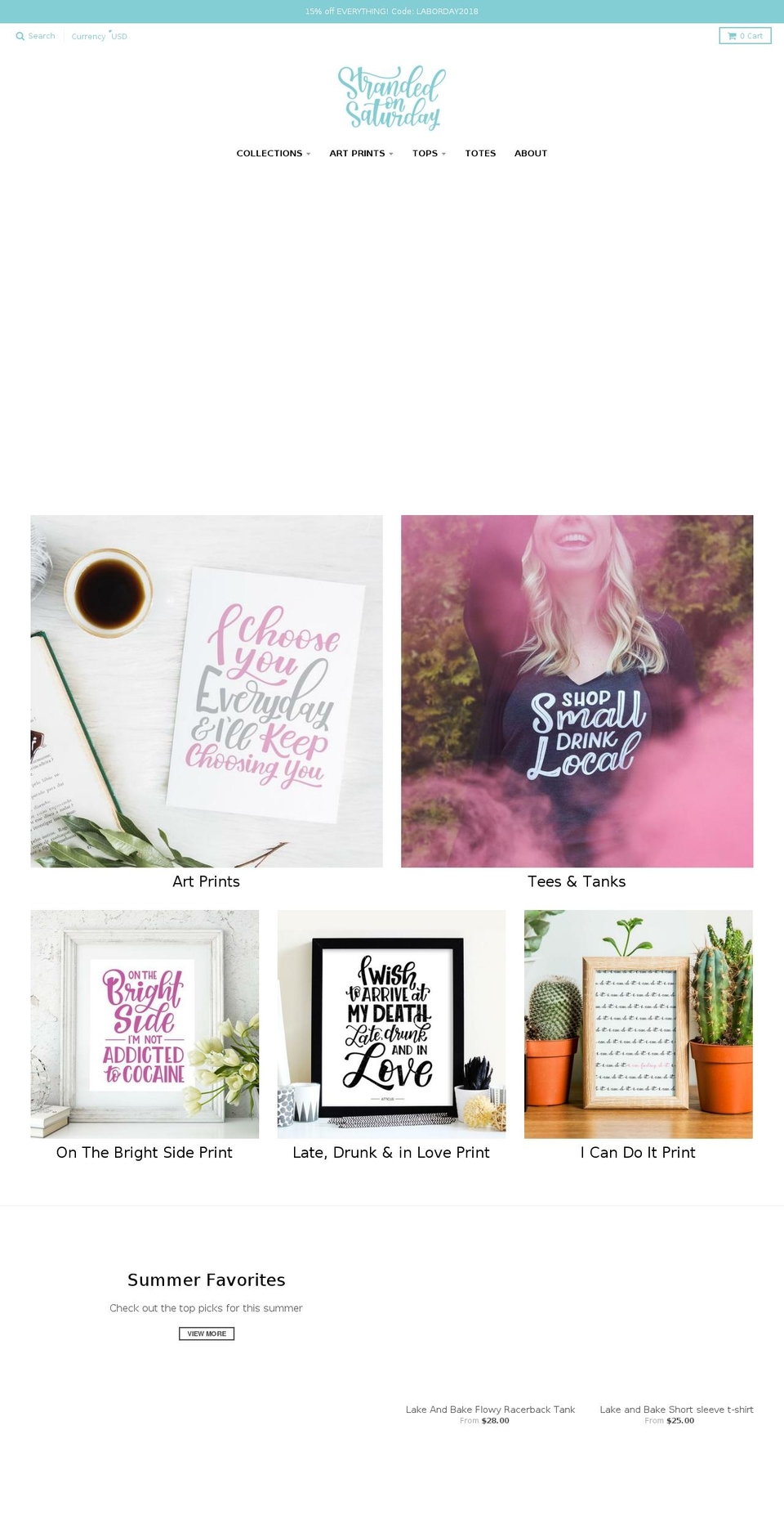 strandedonsaturday.com — Shopify storefront screenshot