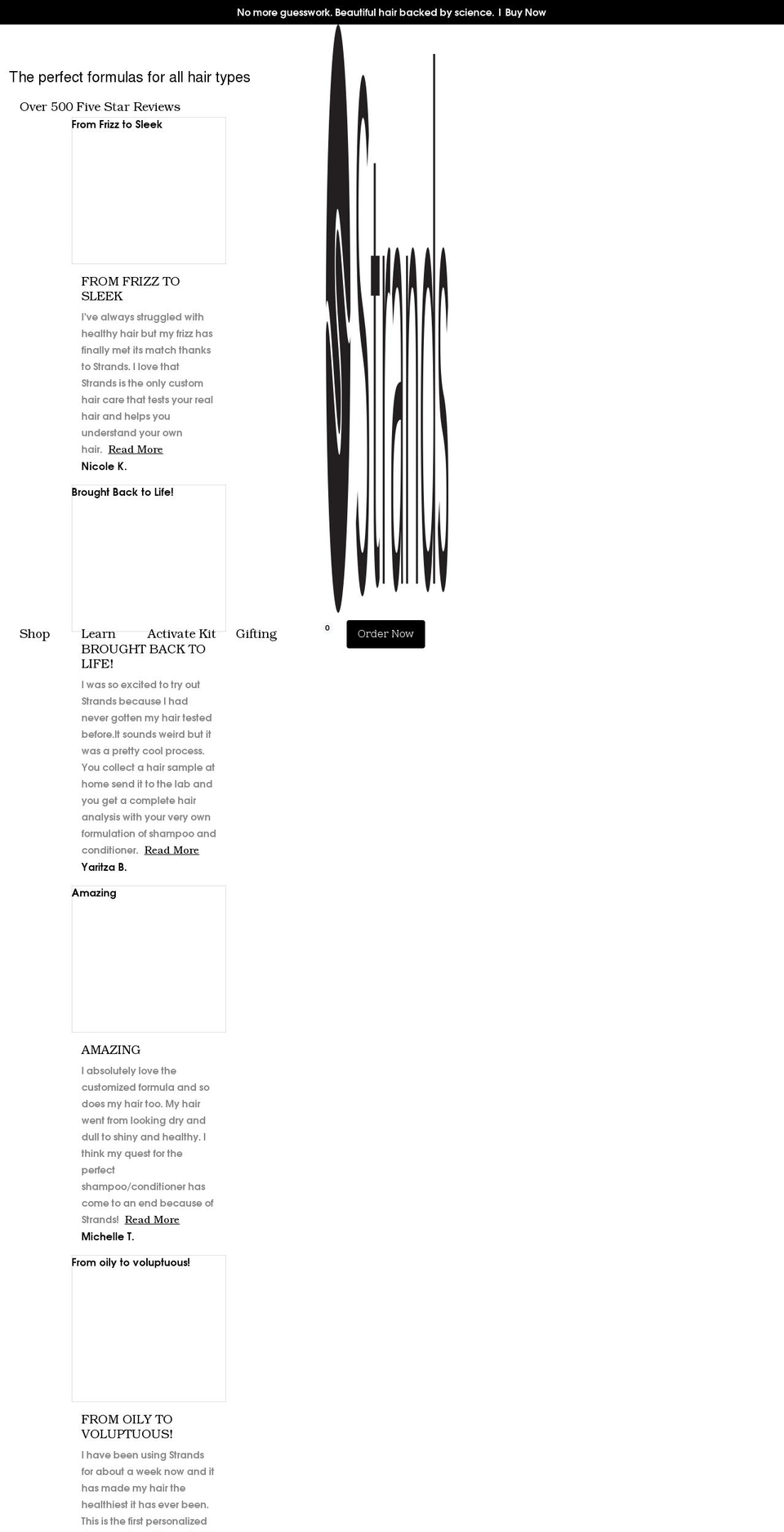 strandshaircare.com shopify website screenshot