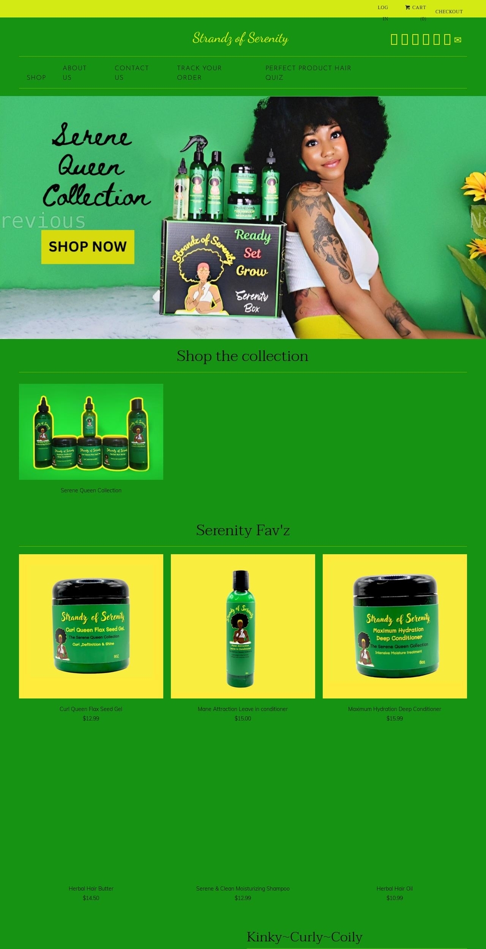 strandzofserenity.com shopify website screenshot