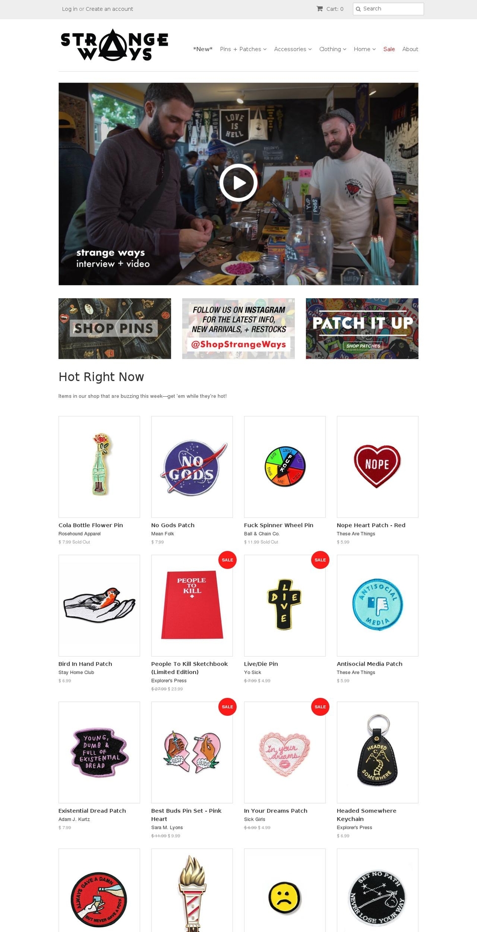 Minimal Shopify theme site example strange-ways.com