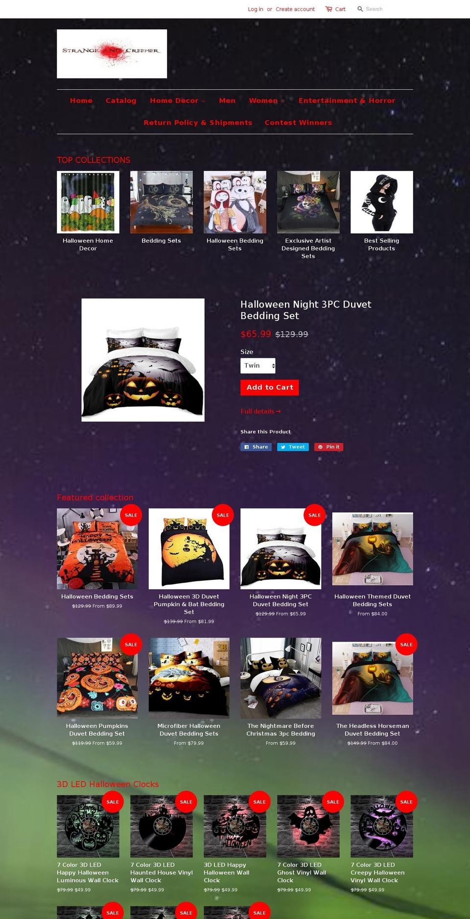 strangeandcreepier.net shopify website screenshot