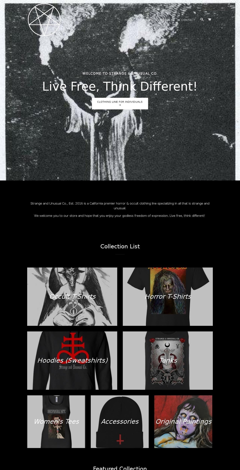 strangeandunusualco.com shopify website screenshot
