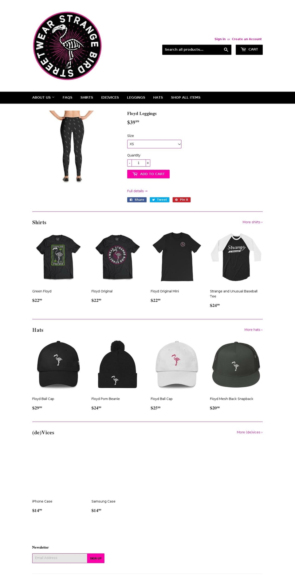 strangebirdstreetwear.com shopify website screenshot