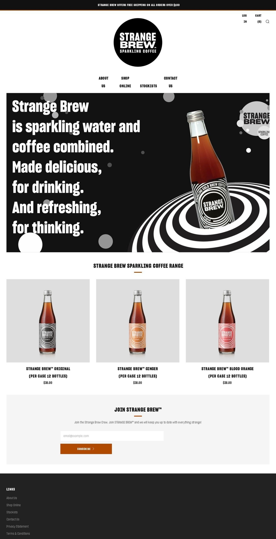 strangebrew.online shopify website screenshot