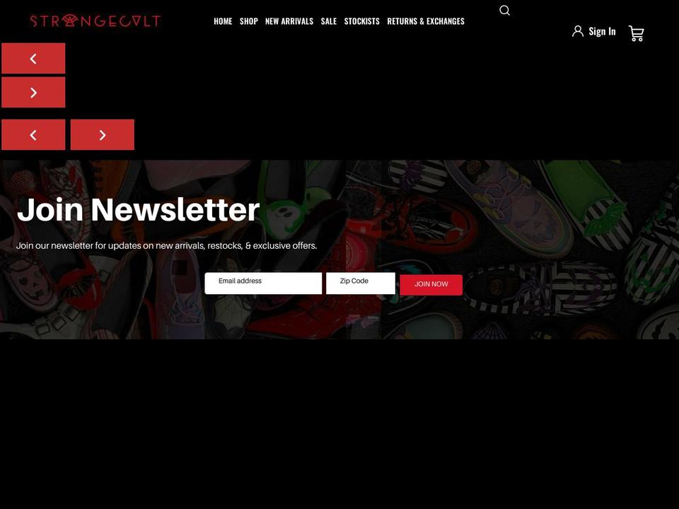 strangecvlt.com — Shopify storefront screenshot