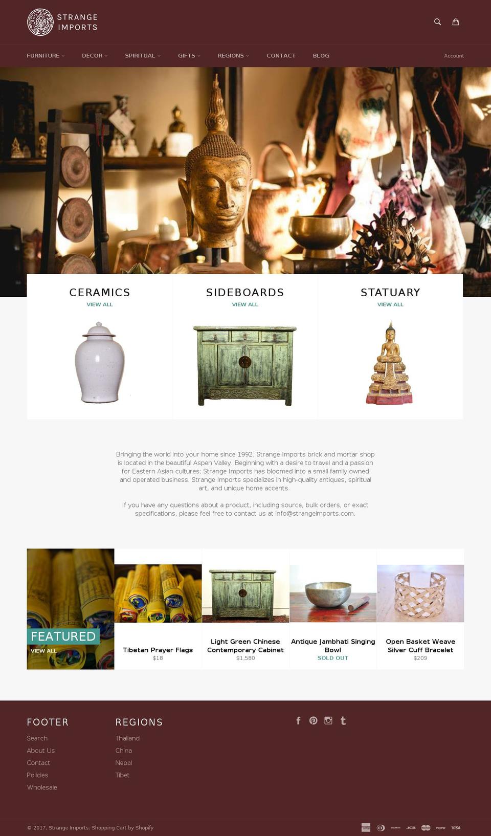 strangeimports.com shopify website screenshot