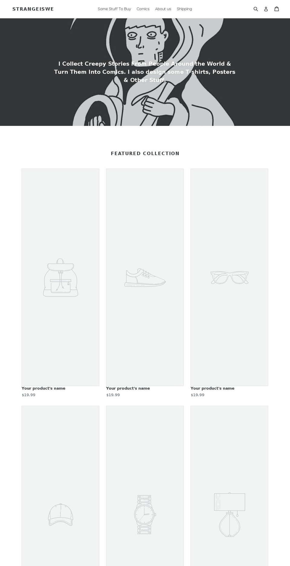 strangeiswe.com — Shopify storefront screenshot