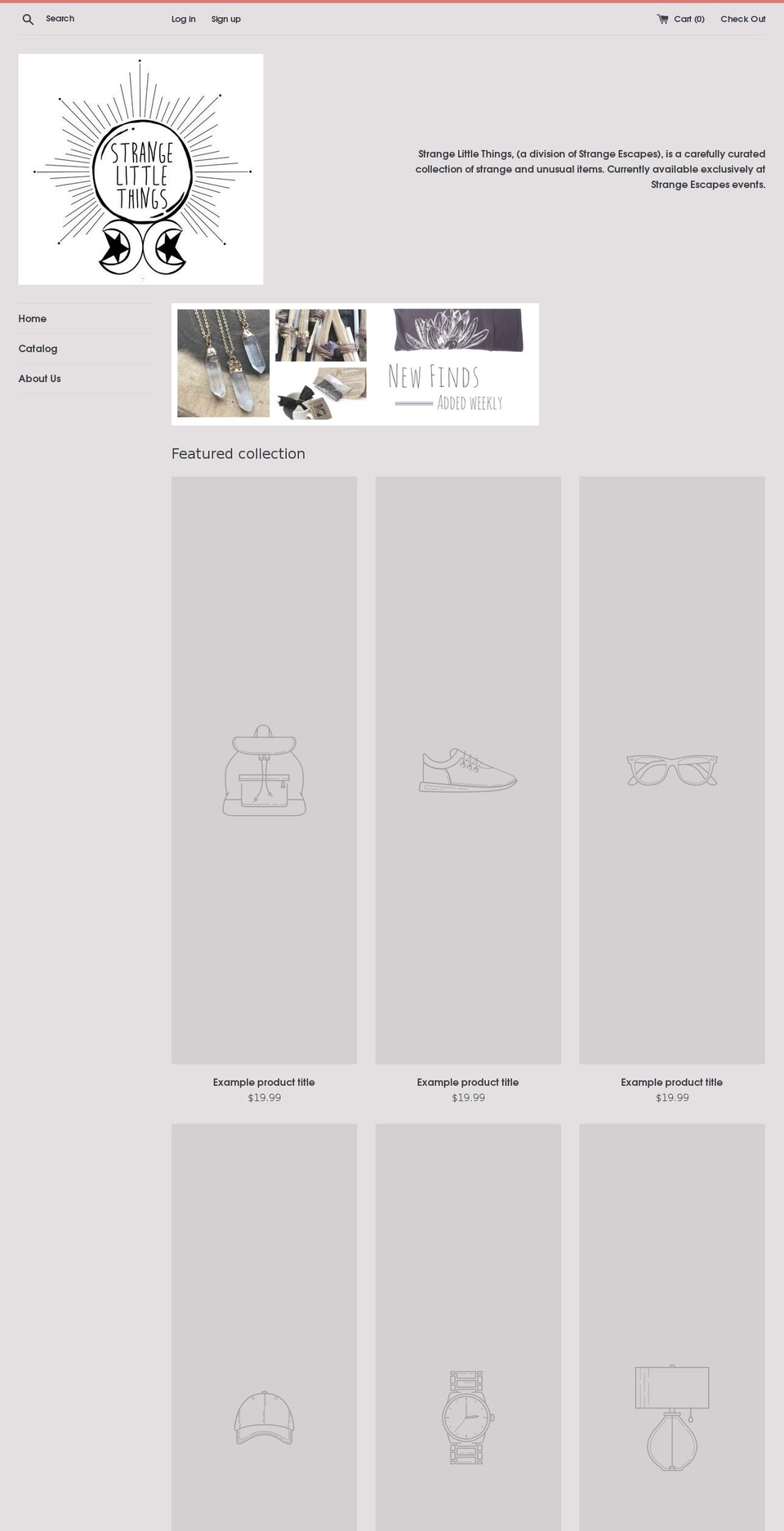 strangelittlethings.net shopify website screenshot
