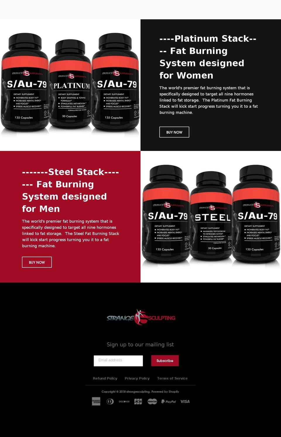 strangesupplements.com — Shopify storefront screenshot