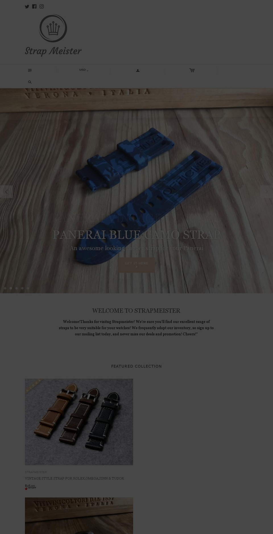 Atlantic Shopify theme site example strapmeister.watch