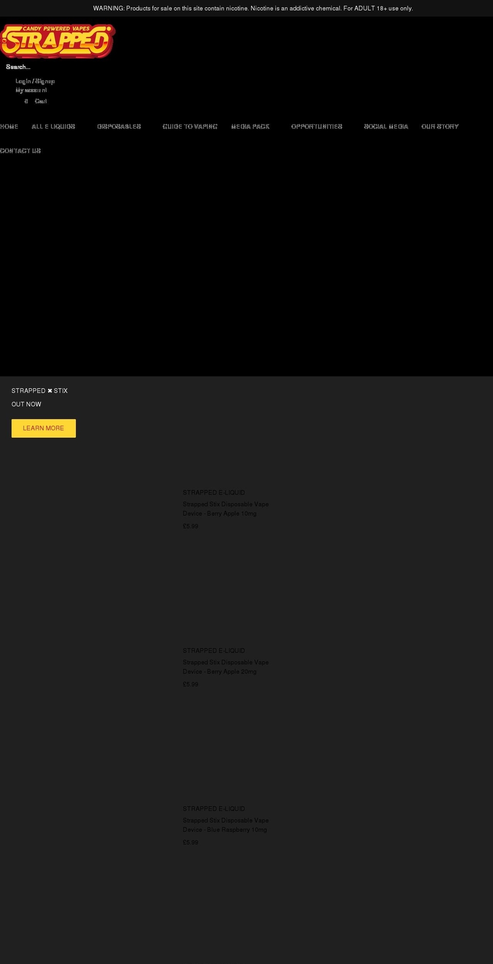 strappedeliquid.co.uk shopify website screenshot