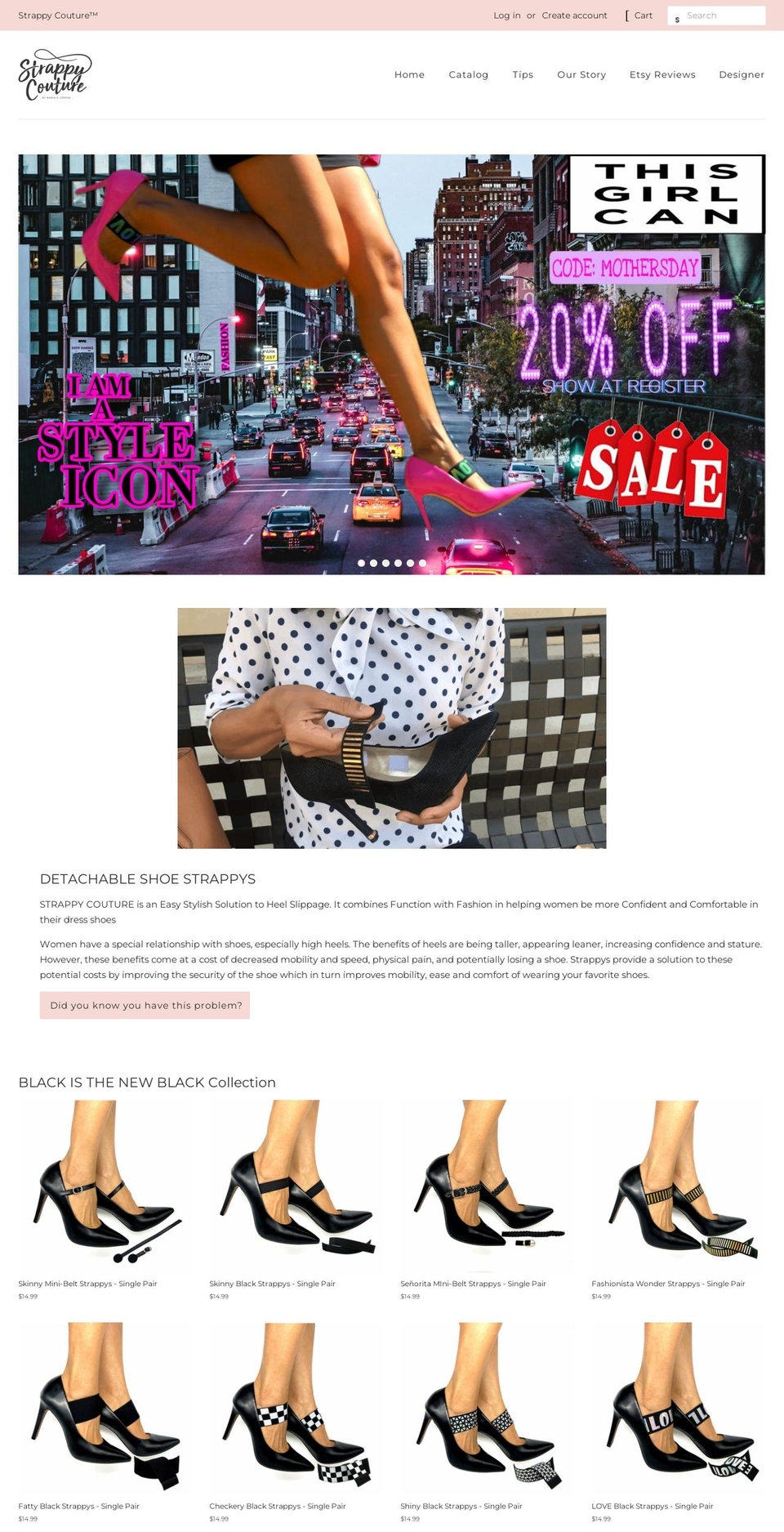 strappycouture.com shopify website screenshot