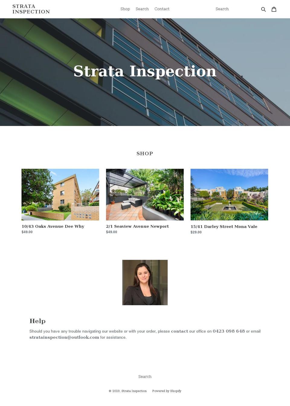 stratainspection.com.au shopify website screenshot
