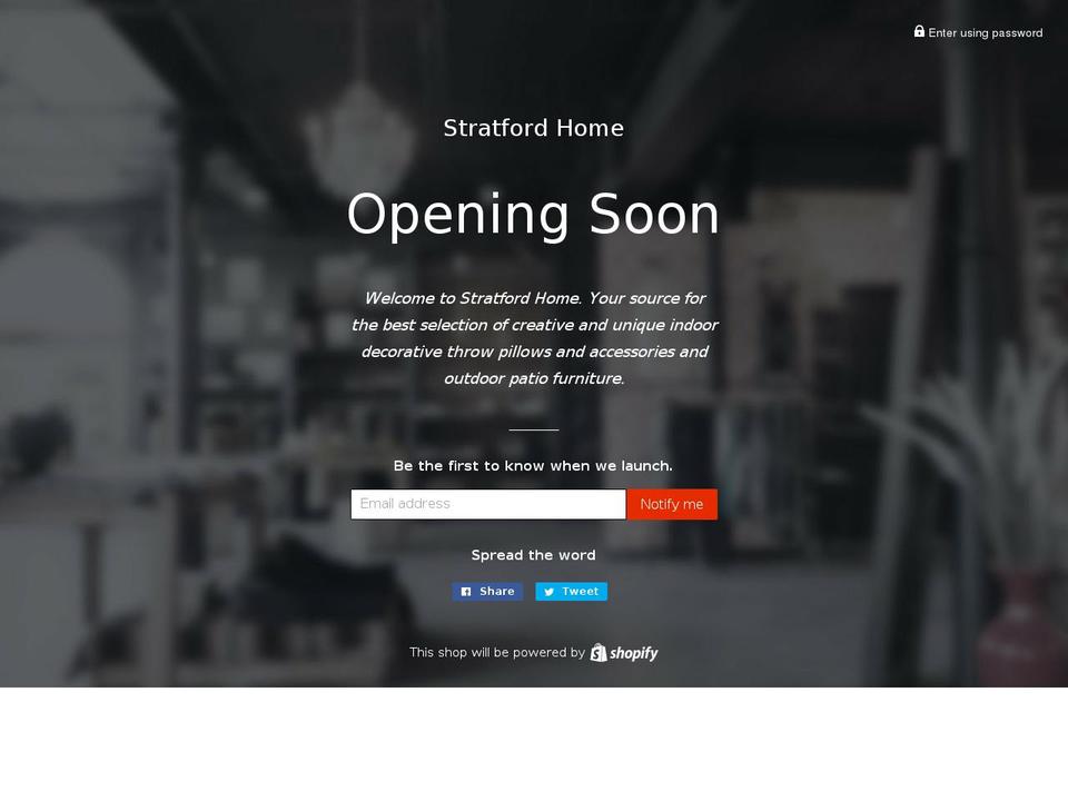 stratfordhome.com — Shopify storefront screenshot