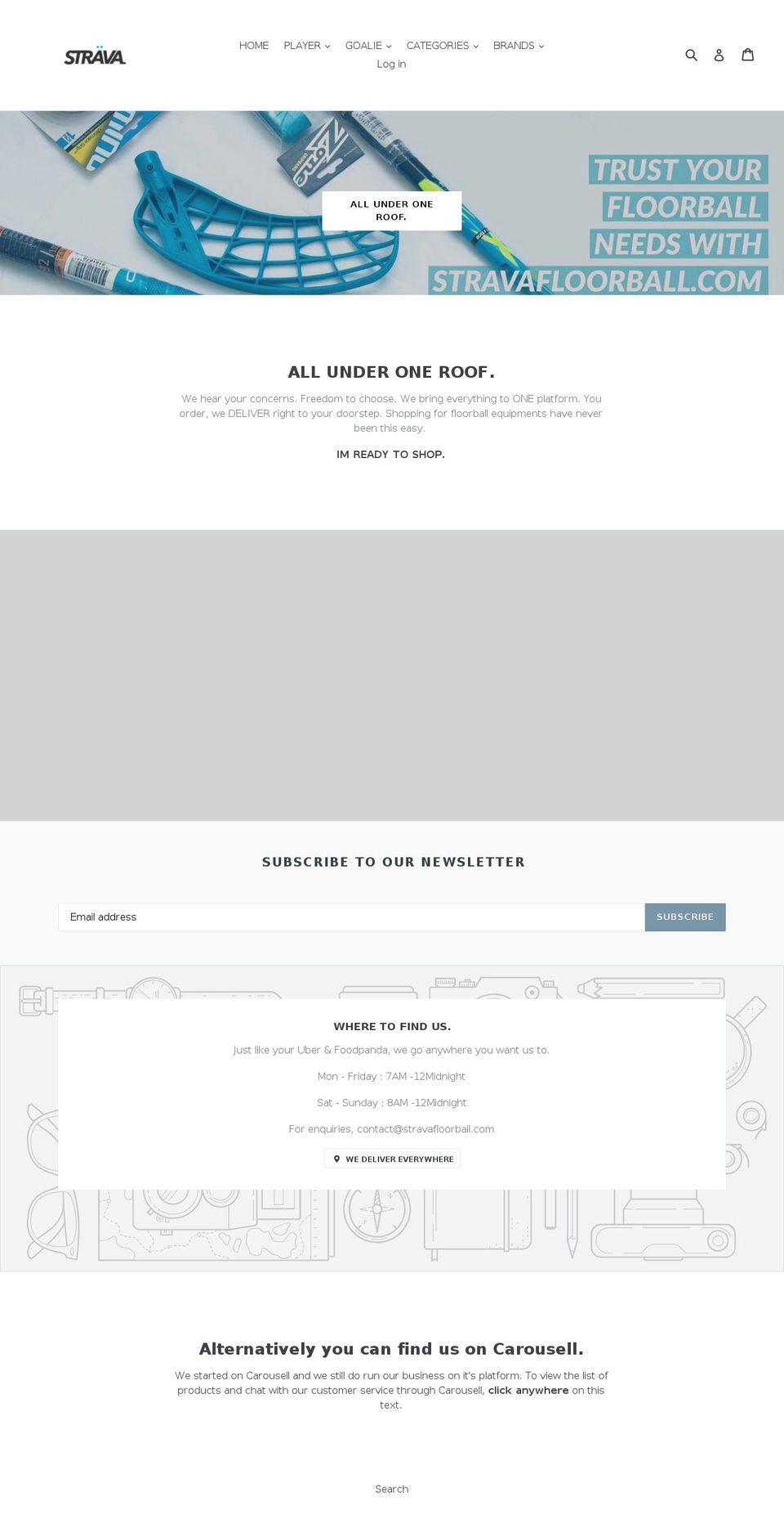 stravafloorball.com shopify website screenshot
