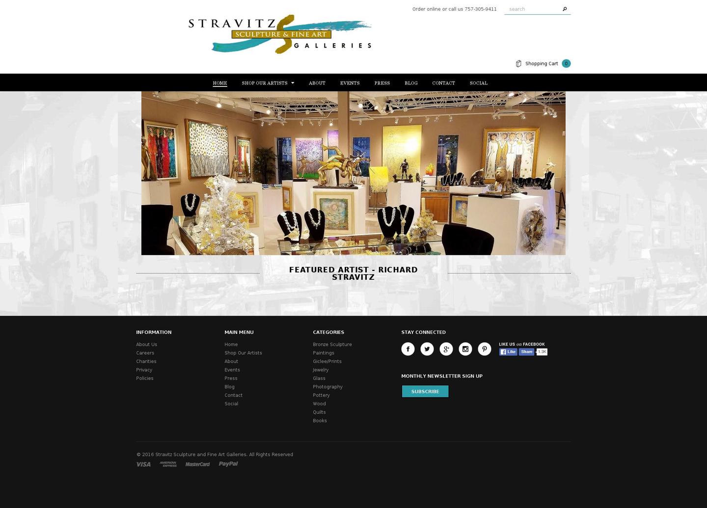 stravitzartgallery.com shopify website screenshot