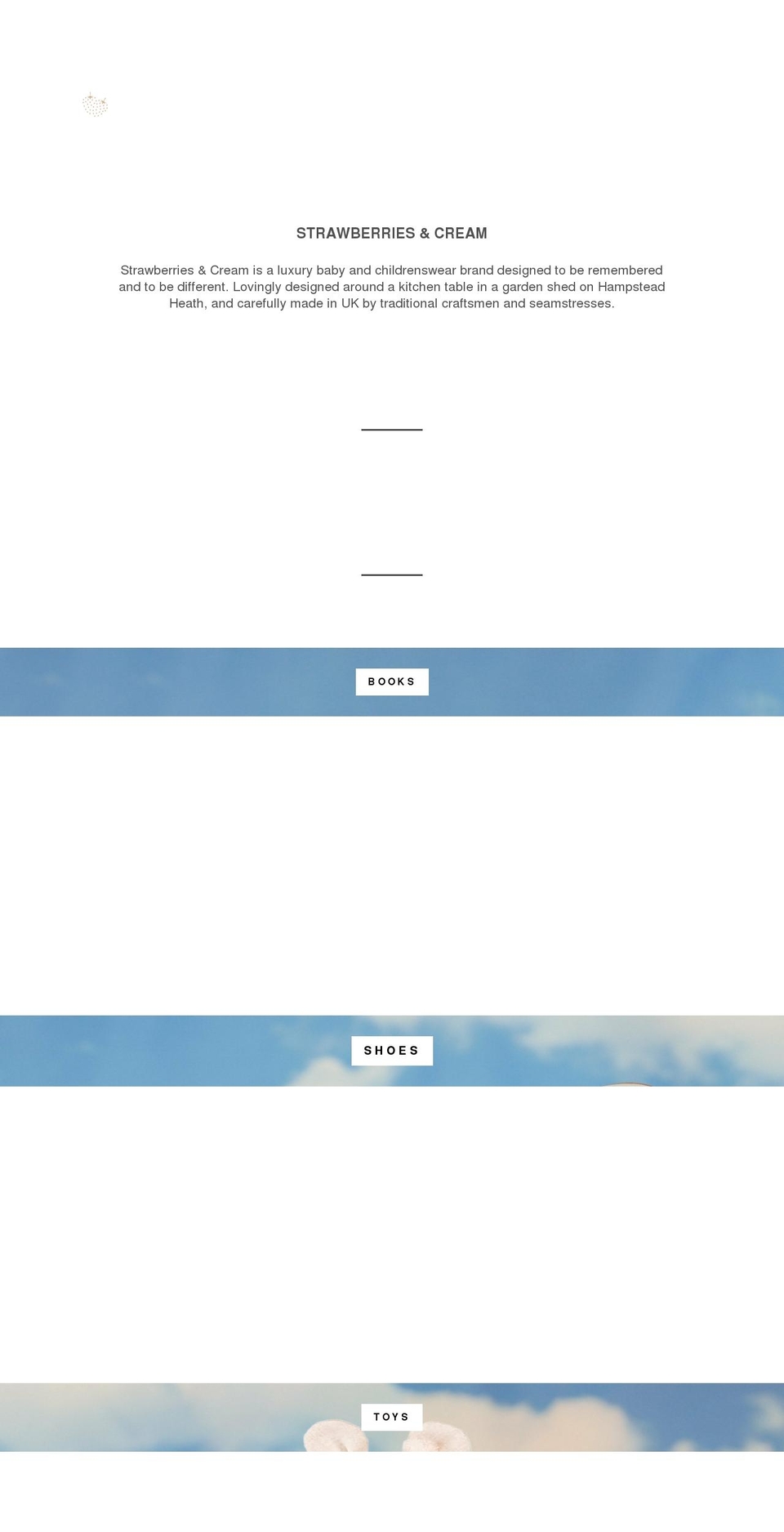 strawberriesandcream.com shopify website screenshot